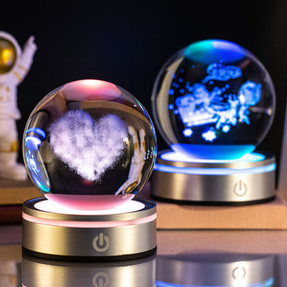 Ferron Cosmos Pro — 8cm 3D Crystal Ball Night Light with Color Base