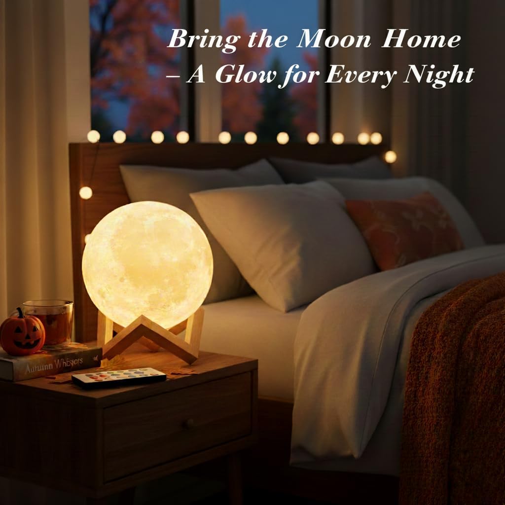 Ferron Luna — 16-Color Moon Lamp with Remote & Wood Stand
