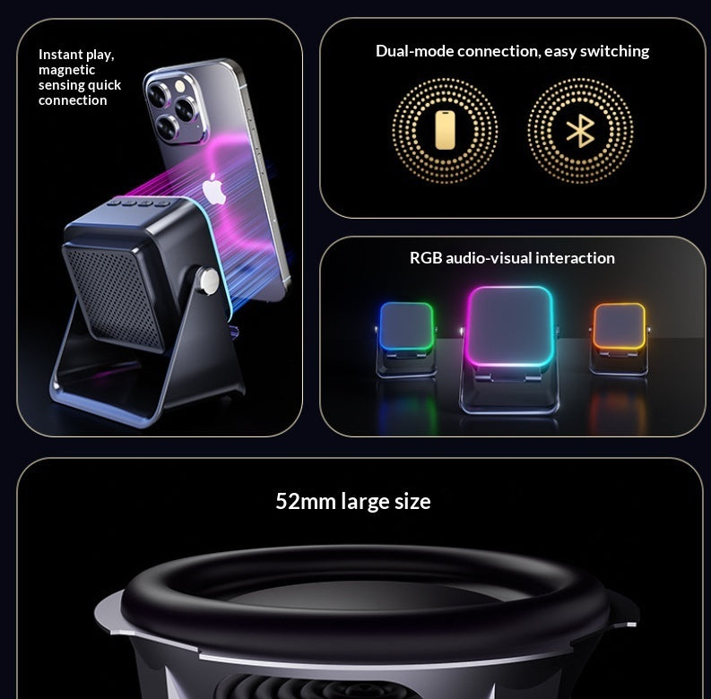 Ferron Induction Speaker — 5-in-1 Wireless Speaker, Phone Stand & RGB Mood Light