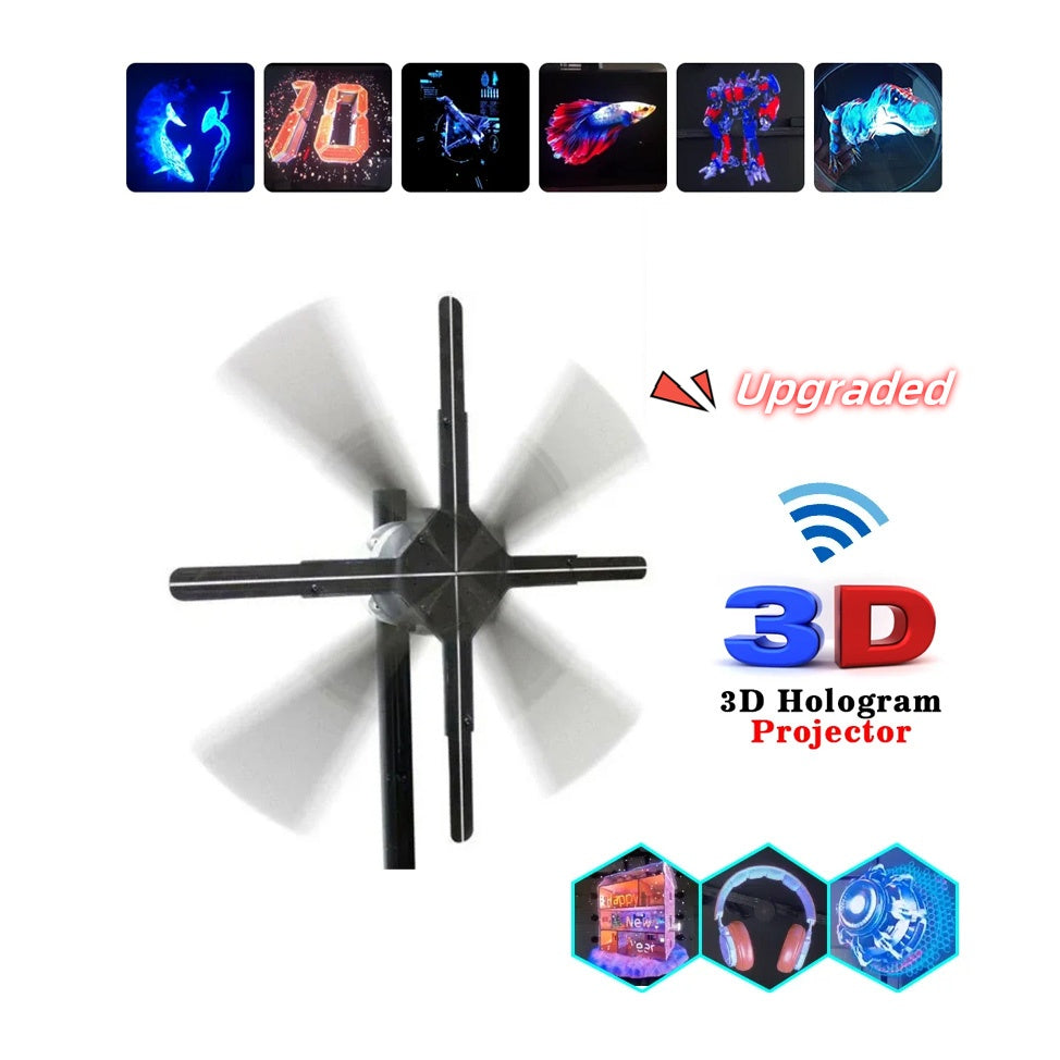 Ferron Holographic 3D LED Fan — Floating Image Display