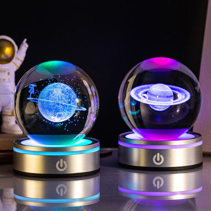 Ferron Cosmos Pro — 8cm 3D Crystal Ball Night Light with Color Base