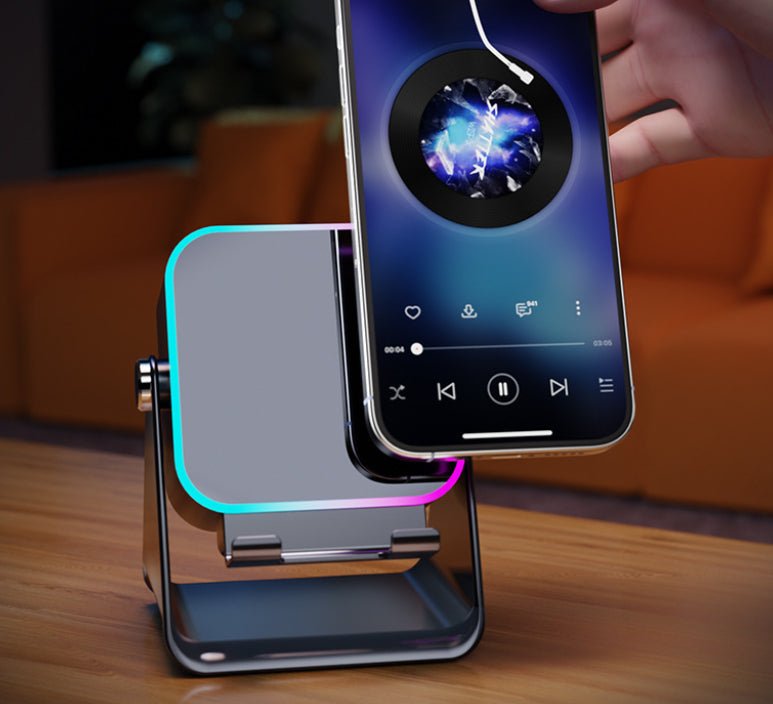 Ferron Induction Speaker — 5-in-1 Wireless Speaker, Phone Stand & RGB Mood Light