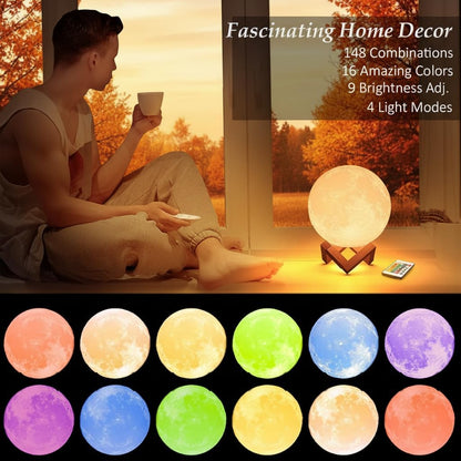 Ferron Luna — 16-Color Moon Lamp with Remote & Wood Stand