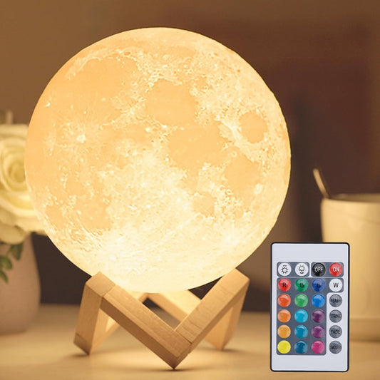 Ferron Luna — 16-Color Moon Lamp with Remote & Wood Stand