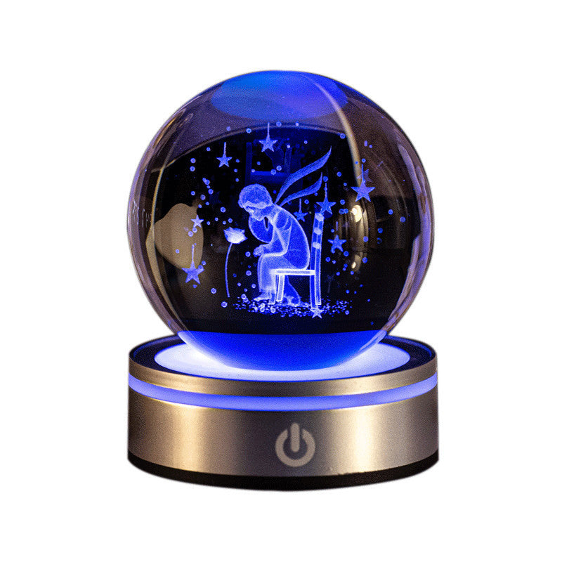 Ferron Cosmos Pro — 8cm 3D Crystal Ball Night Light with Color Base